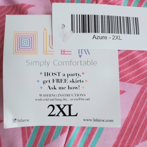 NWT LuLaRoe Azure Pinks & Green Graphic Print A-Line Knee Length - Size 2XL - Picture 4 of 7
